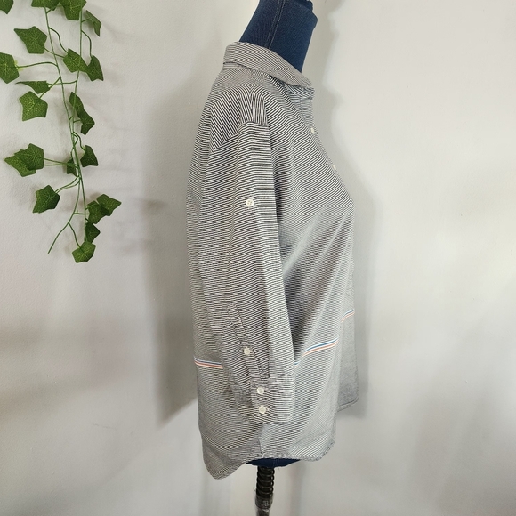 J Crew Striped Popover Half Button Shirt - Picture 5 of 10